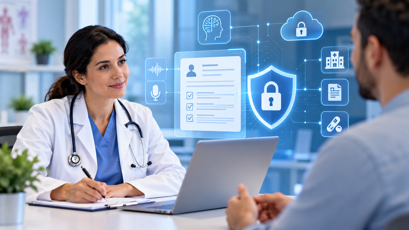 Healthcare organizations are rapidly adopting artificial intelligence to reduce documentation burden, improve efficiency, and give physicians more time to focus on patient care. Among the fastest-growing technologies in healthcare is the HIPAA Compliant AI Medical Scribe, a solution designed to capture patient conversations, generate clinical documentation, and support providers throughout the documentation process. However, as healthcare organizations evaluate AI scribes, one question continues to dominate the conversation: Are AI Medical Scribes HIPAA Compliant? The answer depends on the platform, its security controls, data handling practices, compliance certifications, and how it manages protected health information (PHI). Choosing the wrong solution can create compliance risks, security concerns, and operational challenges. Choosing the right solution can help healthcare organizations streamline documentation while maintaining regulatory compliance and patient trust. This guide explains what healthcare organizations should evaluate before selecting a HIPAA-Compliant AI Medical Scribe for Healthcare, the risks associated with non-compliant solutions, and how platforms like AllayAI HELIX approach documentation, security, and workflow automation. Why HIPAA Compliance Matters for AI Medical Scribes AI medical scribes process some of the most sensitive information within healthcare. During a patient encounter, the platform may capture: Patient conversations Medical history Diagnoses Treatment plans Medications Clinical notes Insurance information All of this information may be considered Protected Health Information (PHI) under HIPAA regulations. Because AI scribes directly interact with patient data, healthcare organizations must ensure that documentation workflows remain secure, compliant, and properly governed. Without appropriate safeguards, organizations may expose themselves to compliance violations, security incidents, financial penalties, and reputational damage. What Is a HIPAA Compliant AI Medical Scribe? A HIPAA Compliant AI Medical Scribe is an artificial intelligence tool that listens to patient-provider conversations, creates clinical documentation, and follows HIPAA privacy and security requirements to protect patient health information (PHI). These solutions use encryption, access controls, audit logs, and compliance safeguards to help healthcare organizations securely automate documentation while maintaining regulatory compliance. In simple terms, a HIPAA-Compliant AI Medical Scribe helps physicians create accurate clinical notes faster while keeping patient data secure and protected. Quick Answer A HIPAA-Compliant AI Medical Scribe uses artificial intelligence to create clinical notes from patient conversations while helping healthcare organizations protect patient data and meet HIPAA privacy and security requirements. Unlike traditional transcription tools, modern AI scribes can: CapabilityPurposeAmbient ListeningCapture patient conversationsClinical DocumentationGenerate structured notesSOAP Note CreationOrganize encounter detailsICD-10 SuggestionsSupport coding workflowsCPT SuggestionsAssist billing preparationWorkflow AutomationReduce administrative workEHR IntegrationSupport existing workflows The goal is not simply transcription. The goal is helping clinicians reduce documentation burden while maintaining compliance and documentation quality. Are AI Medical Scribes HIPAA Compliant? What Should You Verify? Many AI medical scribe vendors claim their solutions are HIPAA compliant, but healthcare organizations should look beyond marketing claims and verify how patient data is protected. Business Associate Agreement (BAA) A HIPAA-compliant AI medical scribe vendor should provide a Business Associate Agreement (BAA) that clearly outlines how protected health information (PHI) is collected, stored, accessed, and protected. The BAA defines the responsibilities of both the healthcare organization and the vendor, helping ensure patient data is handled in accordance with HIPAA requirements. If a vendor is unable or unwilling to provide a BAA, healthcare organizations should carefully assess whether the solution is appropriate for managing sensitive patient information.  Data Encryption and Security Patient information should remain protected both during transmission and while stored. Healthcare organizations should verify that the platform uses strong encryption, secure cloud infrastructure, and data protection measures to prevent unauthorized access. Access Controls Not every user should have access to every patient record. A secure AI medical scribe should include role-based access controls, user authentication, permission management, and audit logs to help protect sensitive healthcare information. Security Certifications Beyond HIPAA compliance, healthcare organizations should also evaluate security certifications such as SOC 2 Type II and ISO 27001. These independently audited standards demonstrate that a vendor has established security controls, risk management processes, and information security practices designed to protect sensitive healthcare data.  Transparency Around Patient Data Healthcare providers should also understand how patient data is stored, used, and protected. A trustworthy vendor should clearly explain its data handling policies, retention practices, and security controls. Before selecting a HIPAA Compliant AI Medical Scribe, healthcare organizations should verify compliance documentation, security certifications, and privacy safeguards to ensure patient information remains protected while supporting efficient clinical documentation. HIPAA Compliance Risks with AI Scribes in Healthcare While AI medical scribes offer significant benefits, healthcare organizations must understand the risks of using solutions that lack proper compliance and security controls. Because these platforms handle Protected Health Information (PHI), even small security gaps can create serious compliance concerns. Unauthorized Access to Patient Data Weak access controls can allow unauthorized users to view, edit, or share sensitive patient information. Strong authentication and role-based permissions are essential for protecting healthcare records. Insecure Data Storage If patient data is not properly encrypted or stored within a secure environment, organizations may face increased risks of cyberattacks, data breaches, and unauthorized disclosure of health information. Limited Audit and Monitoring Capabilities Without detailed audit logs, healthcare organizations may struggle to track who accessed patient records, what changes were made, and when those actions occurred. This can create compliance and accountability challenges. Unclear Data Usage Policies Healthcare providers should understand exactly how AI vendors use patient information. Some organizations may have concerns if patient data is used for AI model training or shared with third parties without clear safeguards. Regulatory and Financial Risks Failure to adequately protect PHI can result in HIPAA violations, regulatory investigations, financial penalties, and reputational damage. For this reason, compliance should be evaluated before implementing any AI documentation solution. Choosing a HIPAA Compliant AI Medical Scribe helps healthcare organizations reduce these risks while supporting secure, efficient, and compliant clinical documentation workflows. What Does HIPAA Compliance Require for an AI Medical Scribe? HIPAA compliance requires more than simply adding security features. Healthcare organizations must ensure that AI medical scribe solutions are designed to protect protected health information (PHI) throughout the entire documentation process, from data collection and storage to access and transmission. A HIPAA-compliant AI medical scribe should include safeguards such as secure data handling, encryption, access controls, audit logging, and ongoing security monitoring. Vendors should also provide a Business Associate Agreement (BAA) and maintain policies that support healthcare privacy and security requirements. The goal is not only to protect patient information but also to help healthcare organizations use AI documentation tools while maintaining regulatory compliance and patient trust. A compliant solution should include: RequirementWhy It MattersHIPAA PoliciesSupports regulatory complianceBAA AvailabilityDefines data responsibilitiesEncryptionProtects patient informationAudit LogsTracks system activityAccess ControlsLimits unauthorized accessSecurity MonitoringDetects threats quicklyCompliance ReviewsEnsures ongoing governance HIPAA compliance is an ongoing process involving technology, policies, procedures, and operational controls. Why Physicians Need HIPAA-Compliant AI Medical Scribes Documentation continues to be one of the largest administrative burdens facing clinicians. Many physicians spend significant time completing notes after clinic hours, contributing to burnout and reduced productivity. A HIPAA-Compliant AI Medical Scribe for Physicians helps by: Reducing documentation time Supporting clinical workflows Improving note consistency Helping physicians stay focused on patient interactions Reducing after-hours charting The most effective solutions allow providers to review and approve documentation while maintaining clinical oversight. Key Features to Look for in a HIPAA-Compliant AI Medical Scribe for Healthcare When evaluating solutions, healthcare organizations should consider both compliance and workflow capabilities. Ambient AI Documentation: Captures patient conversations during encounters and generates structured clinical notes. Ambient AI documentation allows physicians to focus on patients instead of typing notes throughout the visit. The technology listens during the conversation and automatically creates structured documentation that clinicians can review and approve before it becomes part of the patient record. Specialty-Specific Documentation: Supports specialty-specific workflows and documentation requirements. Different medical specialties require different note structures, terminology, and workflows. A strong AI medical scribe should support specialty-specific documentation needs to help reduce editing time and improve the accuracy of clinical records. Real-Time Translation: Helps clinicians communicate with multilingual patient populations. Healthcare organizations often serve patients who speak different languages. Real-time translation helps clinicians and patients communicate more effectively during appointments while keeping conversations connected to the documentation workflow. EHR Integration: Fits within existing healthcare workflows and systems. An AI medical scribe should integrate with existing EHR systems rather than creating additional administrative work. Seamless integration helps healthcare teams maintain their current workflows while benefiting from AI-powered documentation support. Coding Assistance: Supports Multiple Coding Workflows Accurate coding plays an important role in healthcare operations and reimbursement processes. AI-powered coding assistance helps identify and organize clinically relevant information from patient documentation, supporting coding workflows, reducing manual effort, and improving overall workflow efficiency. Workflow Automation: Reduces administrative burden beyond documentation. The best AI medical scribes do more than create notes. Workflow automation can help support referrals, follow-ups, prior authorizations, and other administrative tasks that often consume valuable staff time. Compliance Controls: Provides security, privacy, and governance capabilities. Healthcare organizations should prioritize platforms that include strong compliance controls. Features such as role-based access, audit logs, encryption, and security monitoring help protect patient information and support HIPAA requirements. Scalability: Supports growth across providers, specialties, and healthcare locations. As healthcare organizations expand, their documentation and workflow needs become more complex. A scalable solution can support multiple providers, specialties, departments, and locations without requiring significant workflow changes or additional administrative overhead. How AllayAI HELIX Supports Secure Clinical Documentation AllayAI HELIX is designed as an ambient AI healthcare platform that combines documentation, workflow automation, communication, and revenue cycle support within a connected healthcare environment. HELIX includes: HELIX FeaturePurposeScribeAmbient AI documentationTranslatorReal-time multilingual communicationPatient PortalConnected patient engagementEditorDocumentation review and editingAI AgentWorkflow assistanceCodingCoding support workflowsBillingRevenue cycle workflowsEnd-to-End EHRConnected healthcare operations Beyond documentation, HELIX helps healthcare organizations connect workflows from patient encounters through coding, claims, and billing activities. The platform also highlights: HIPAA Compliance SOC 2 Type II ISO 27001 Role-Based Access Controls Encryption Continuous Monitoring Organizations should always conduct their own compliance review and vendor assessment before implementation. What Should Healthcare Organizations Ask Before Choosing a Vendor? Before selecting a HIPAA-compliant AI documentation platform, healthcare leaders should ask: Can the vendor sign a Business Associate Agreement? How is patient data encrypted? What security certifications does the platform maintain? Does the platform support specialty-specific workflows? How does EHR integration work? Are audit logs available? How is patient information stored and protected? What compliance documentation can the vendor provide? These questions help organizations evaluate both security and operational readiness. The Future of HIPAA-Compliant AI Documentation AI documentation is becoming a core part of modern healthcare operations. Healthcare organizations are increasingly looking beyond simple transcription and toward platforms that combine: Clinical documentation Workflow automation Communication Coding Billing Compliance management The future is not simply about generating notes faster. It is about creating secure, connected workflows that reduce administrative burden while maintaining patient privacy and regulatory compliance. Conclusion A HIPAA Compliant AI Medical Scribe helps healthcare organizations automate documentation, improve operational efficiency, and support clinicians with secure, compliant workflows while maintaining a strong focus on patient care.  However, not every AI documentation platform offers the same level of compliance, security, or workflow support. Healthcare organizations should carefully evaluate HIPAA requirements, security certifications, access controls, audit capabilities, and workflow integration before selecting a solution. Platforms such as AllayAI HELIX take a broader approach by combining secure AI documentation with workflow automation, translation, coding, billing, and connected healthcare operations. As healthcare continues to evolve, organizations that prioritize both efficiency and compliance will be better positioned to support clinicians, protect patient information, and deliver high-quality care.